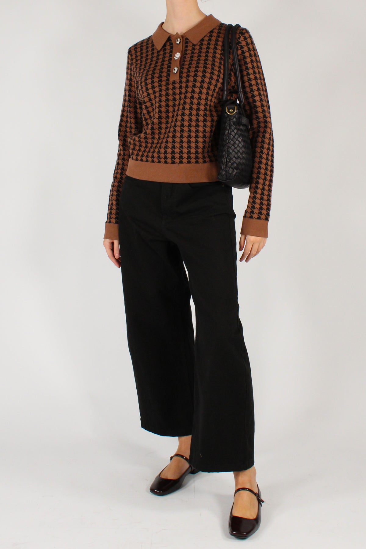 Houndstooth Pattern Polo Shirt