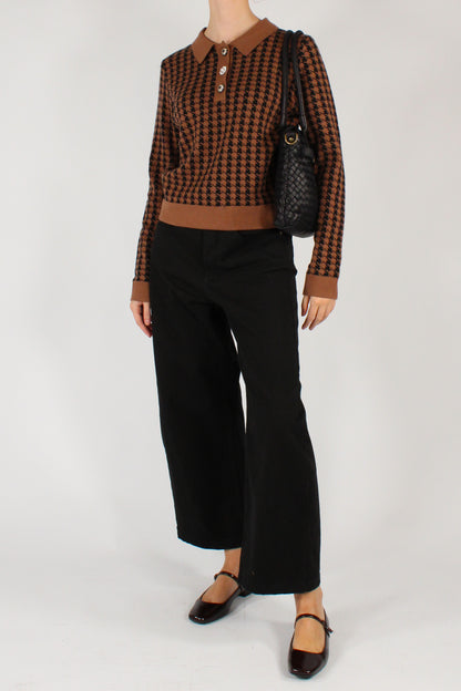 Houndstooth Pattern Polo Shirt
