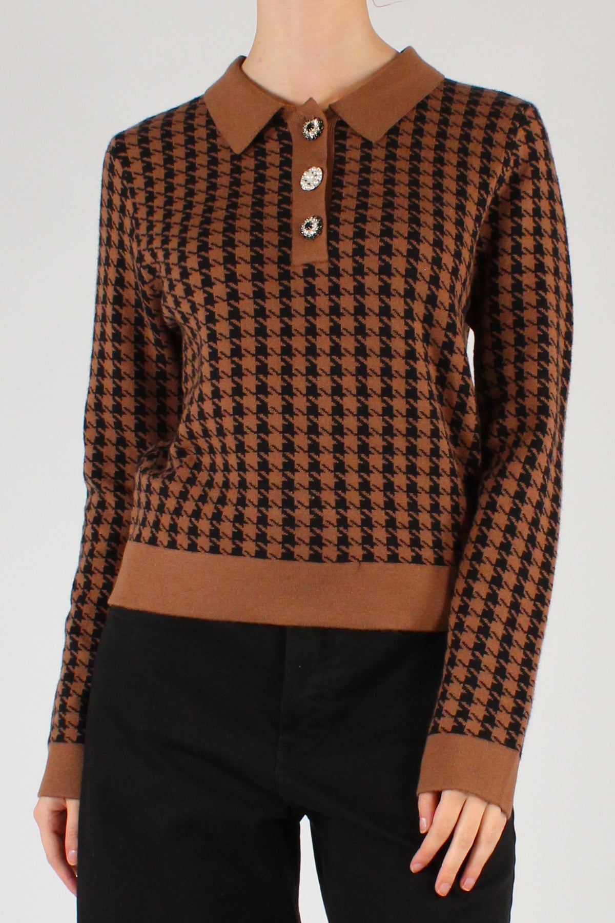 Houndstooth Pattern Polo Shirt