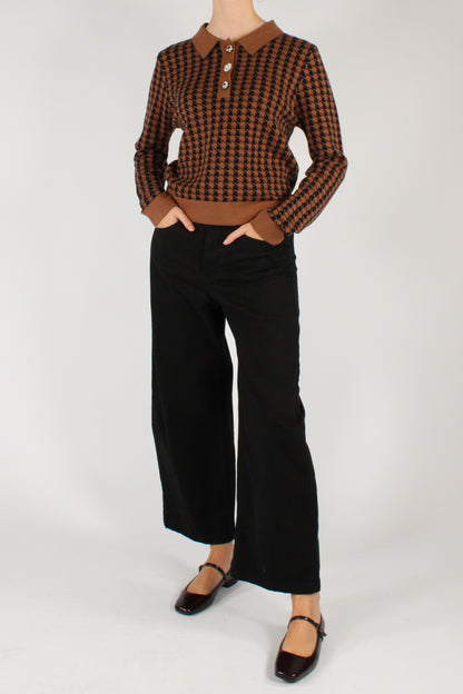 Houndstooth Pattern Polo Shirt