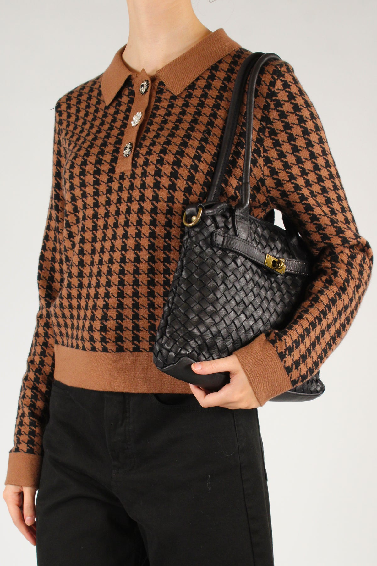 Houndstooth Pattern Polo Shirt