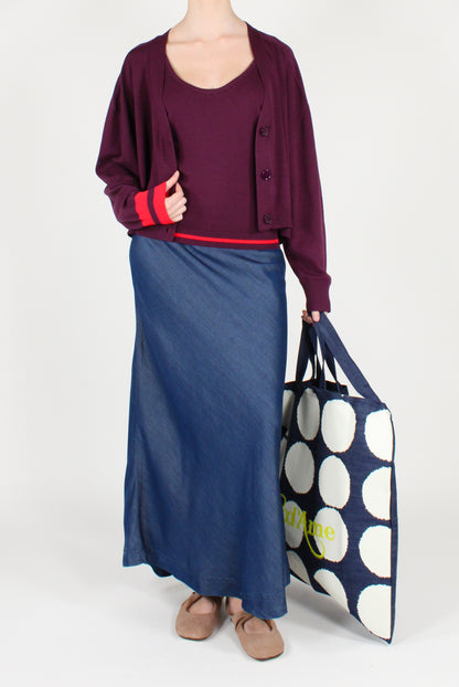Maxi Shopper in Denim Stampa Pois