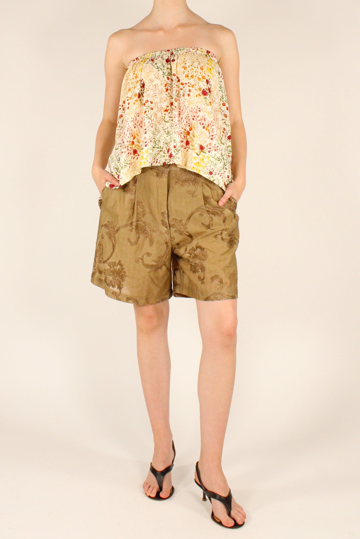 Shorts Ricamati color Bronzo