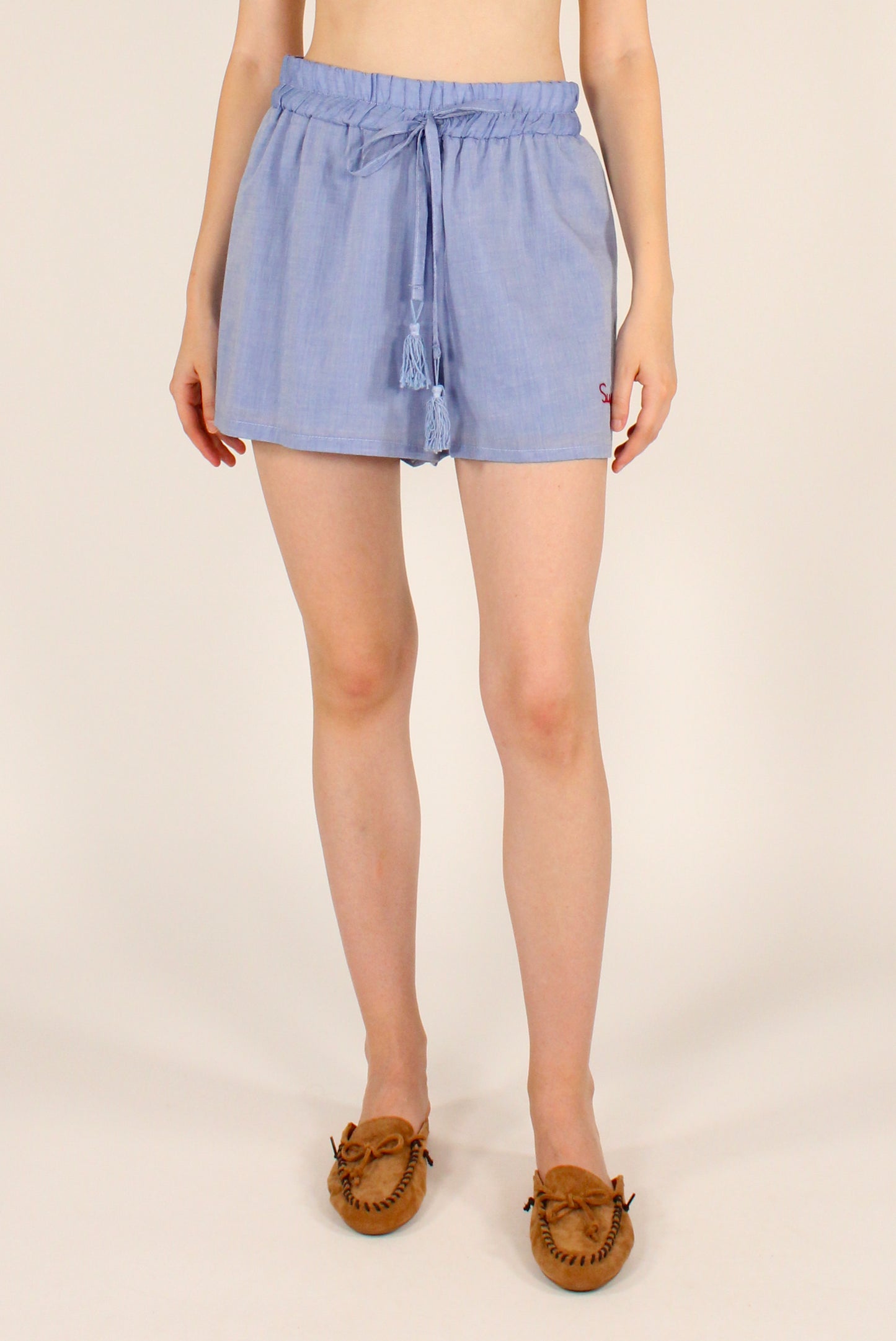 Shorts in Mussola di Cotone Ricamo "Summer Time"