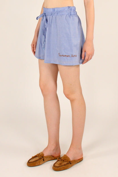 Shorts in Mussola di Cotone Ricamo "Summer Time"