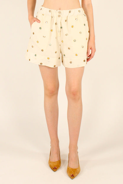 Shorts con Paillettes e Ricami