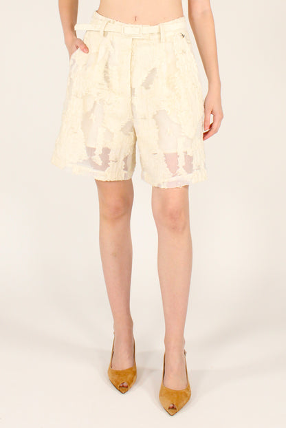 Embroidered Shorts with Belt