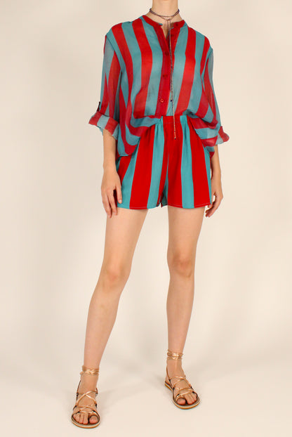 Shorts a Righe in Viscosa