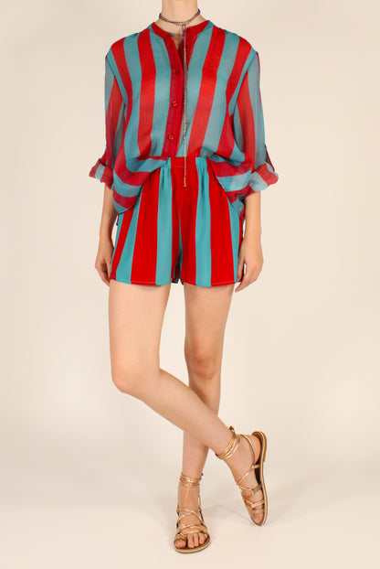 Shorts a Righe in Viscosa