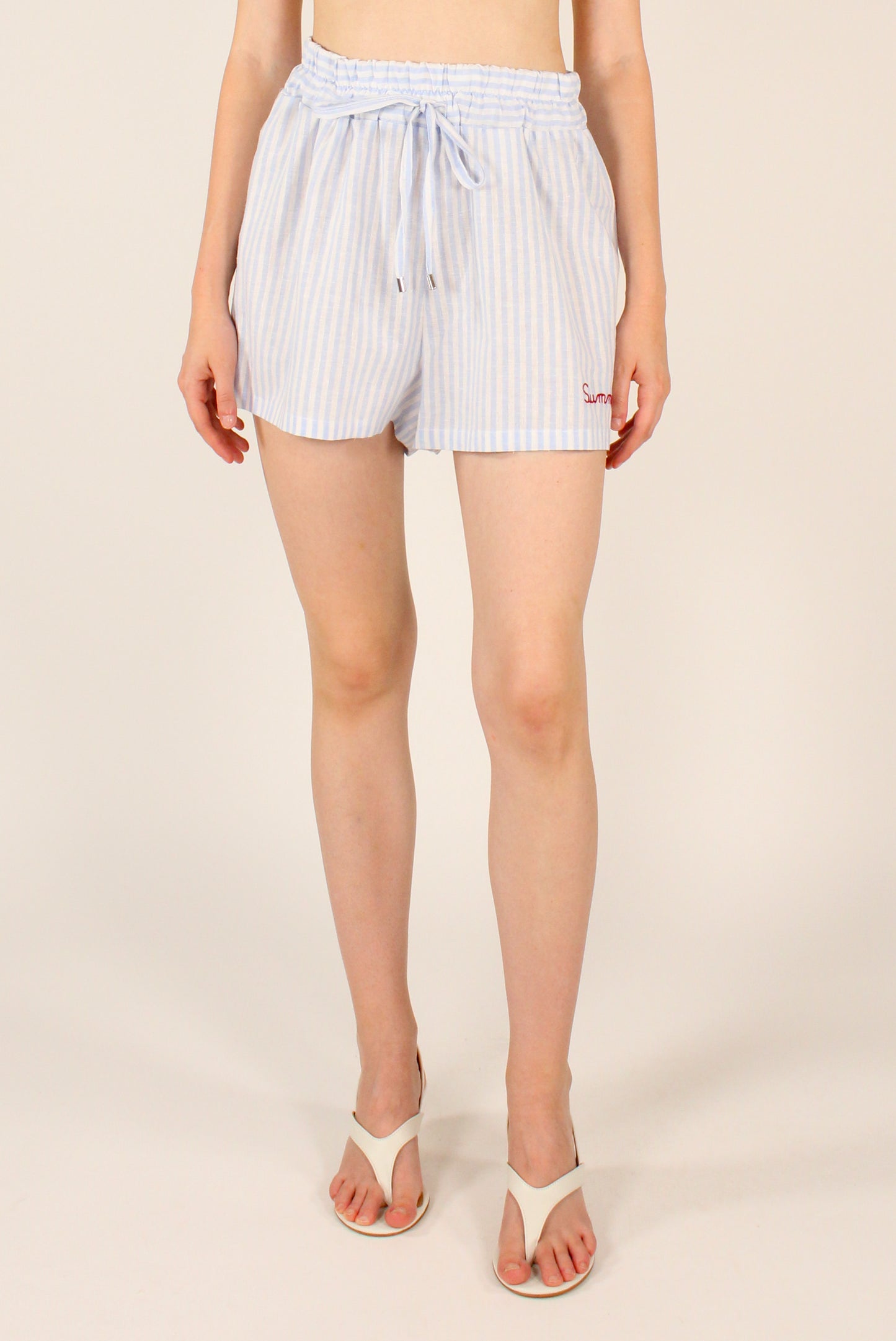 Shorts a Righe Ricamo "Summer Time"