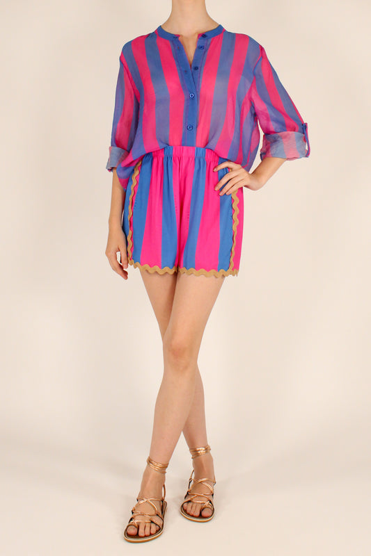 Striped Shorts with Contrasting Trim