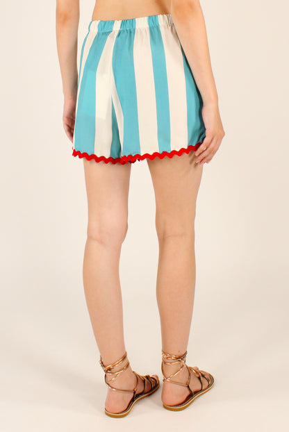 Shorts a Righe Passamaneria a Contrasto