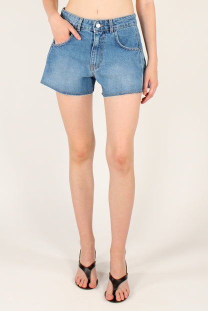 Shorts Denim Orlo a Taglio Vivo