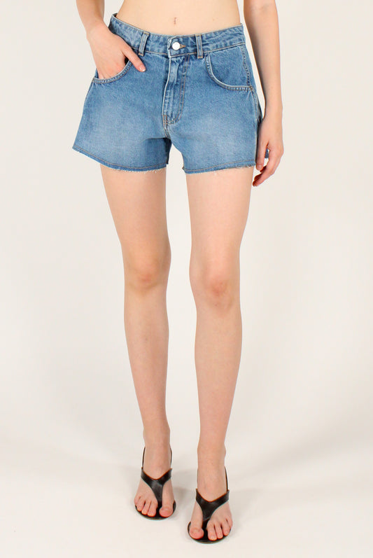 Shorts Denim Orlo a Taglio Vivo
