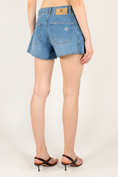 Shorts Denim Orlo a Taglio Vivo