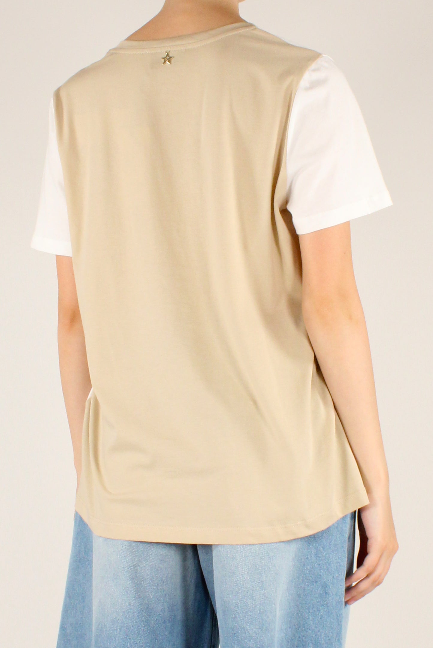 T-shirt Scollo a V Bicolore