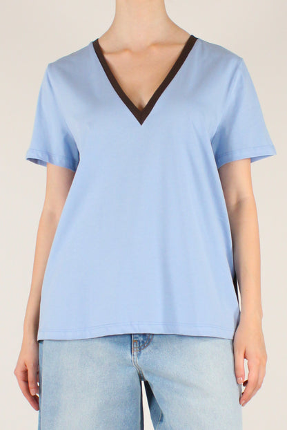 T-shirt Scollo a V Bicolore