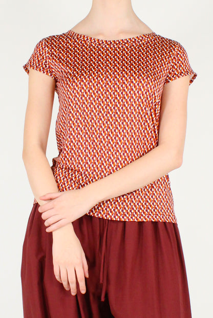 T-shirt Stampa Geometrica Elasticizzata