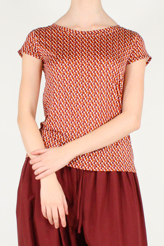 T-shirt Stampa Geometrica Elasticizzata