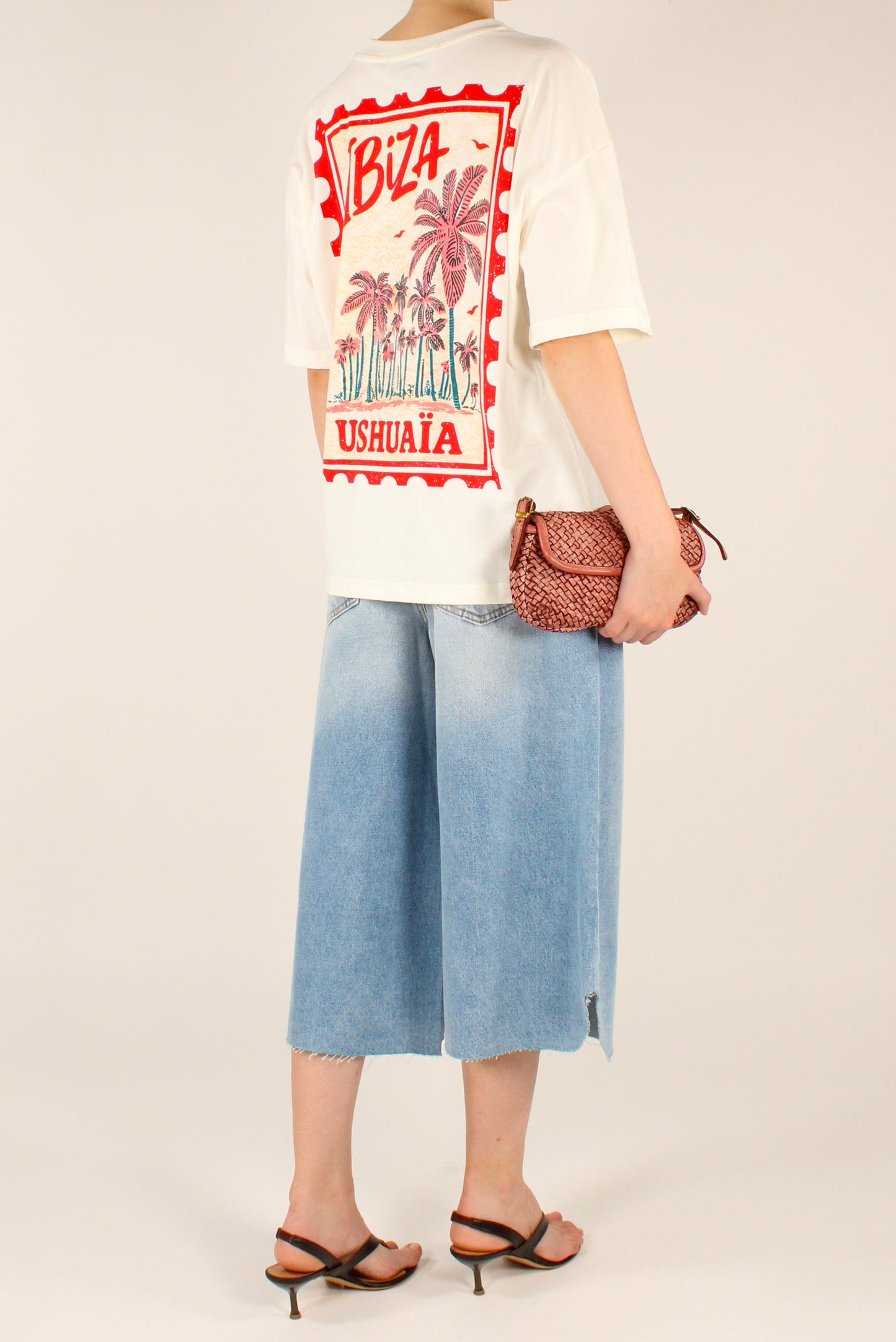 T-shirt Over Stampa Francobollo Ibiza