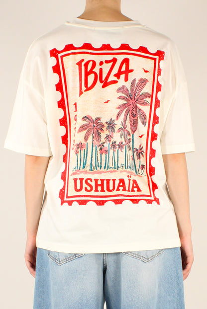 T-shirt Over Stampa Francobollo Ibiza