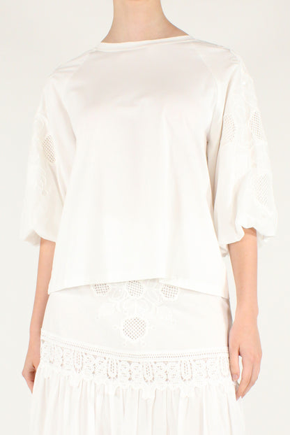 T-shirt in Cotone Maniche a Sbuffo
