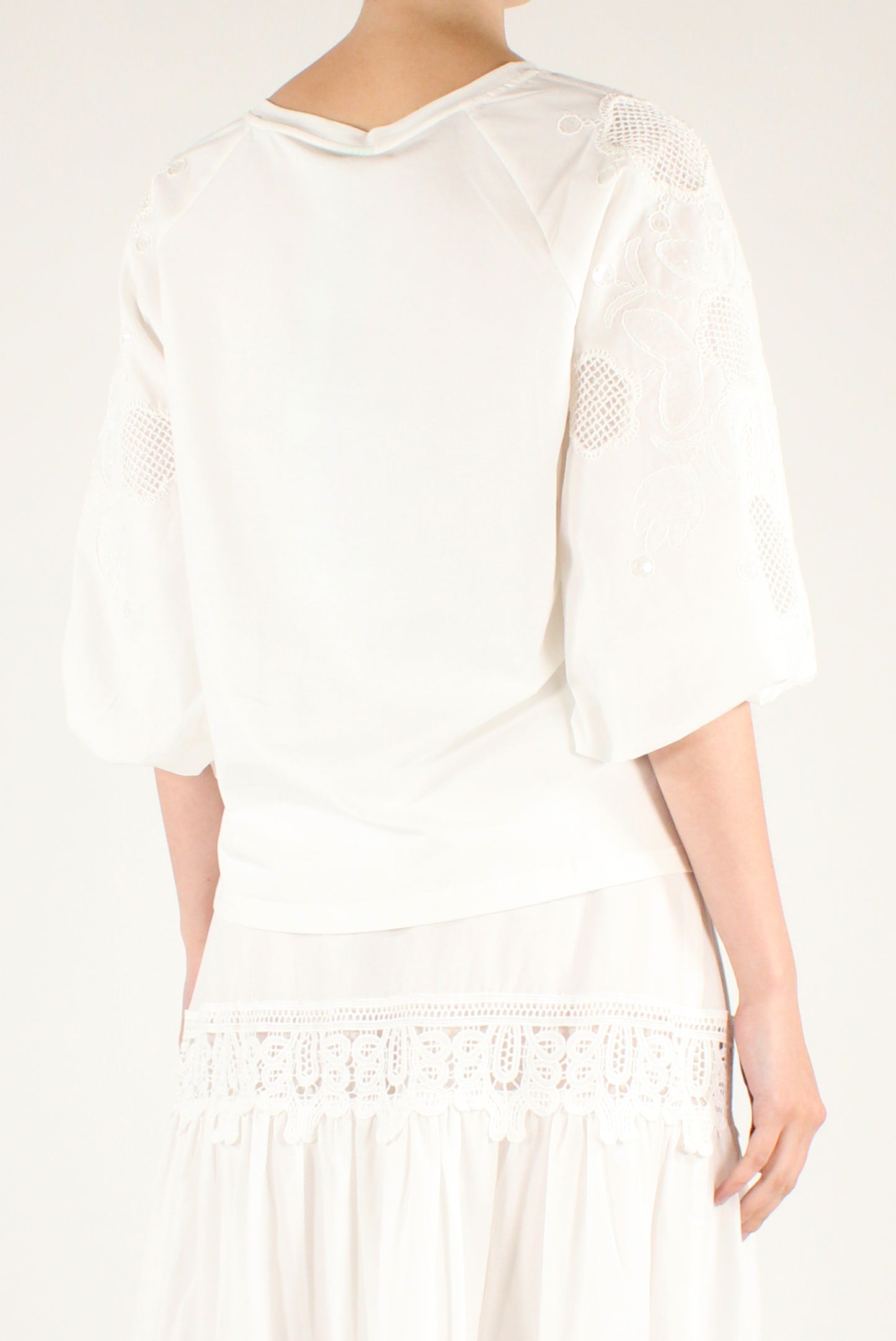 T-shirt in Cotone Maniche a Sbuffo