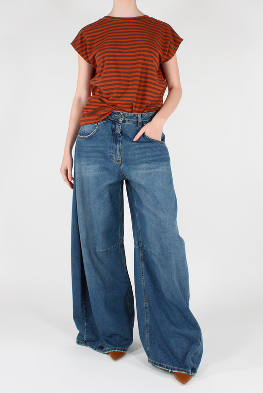 Striped V-Neck Back T-shirt