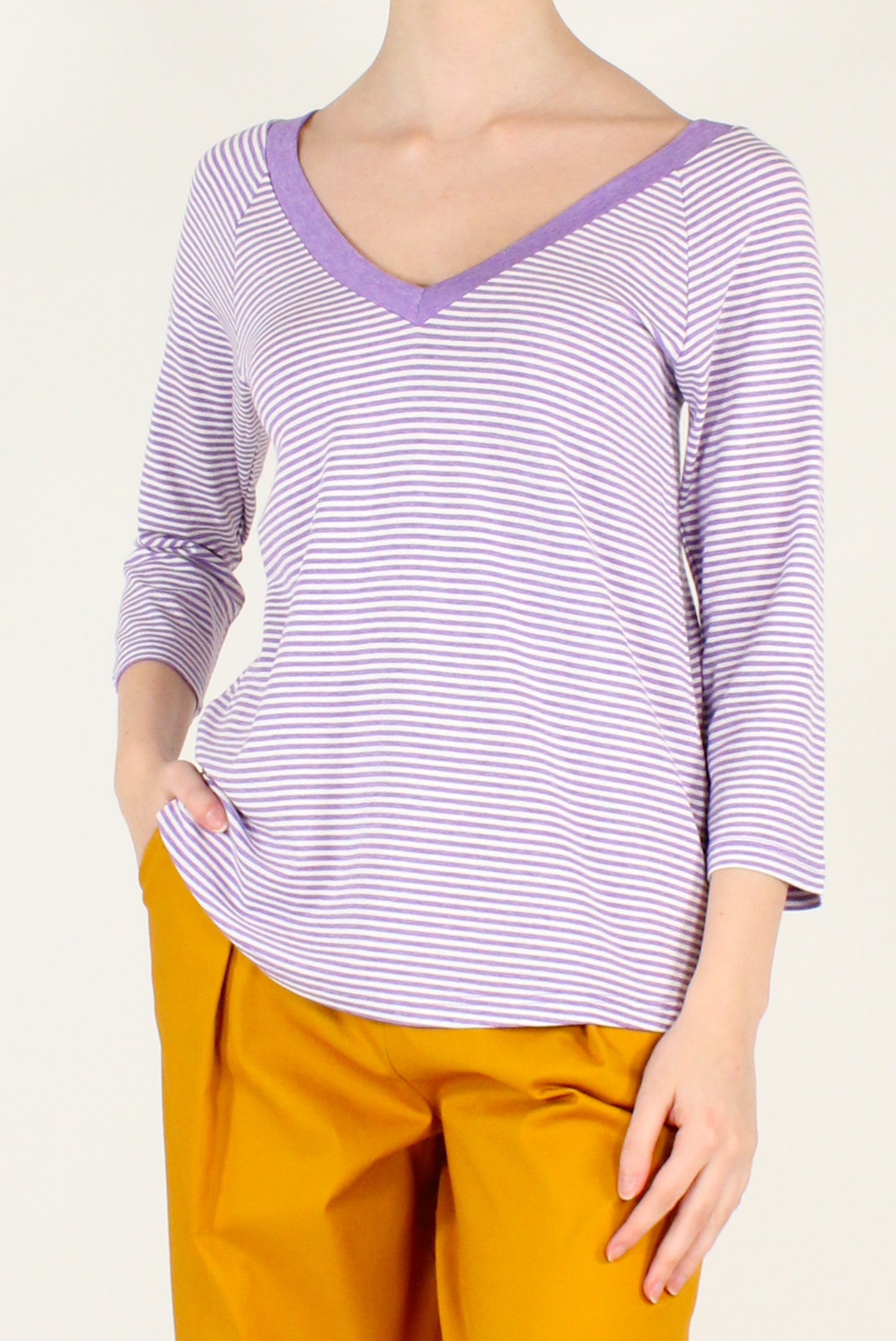 Maglietta a Righe Scollo a V