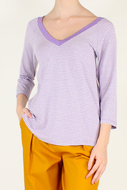 Maglietta a Righe Scollo a V