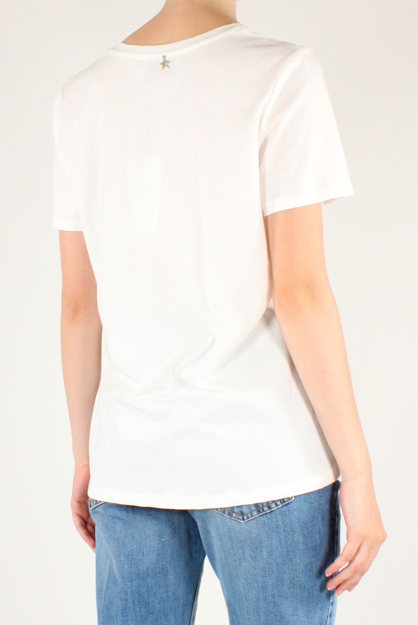 T-shirt in Cotone Scollo a V