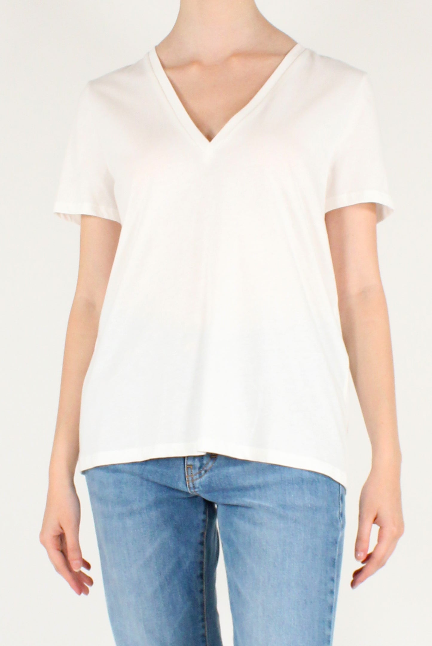T-shirt in Cotone Scollo a V