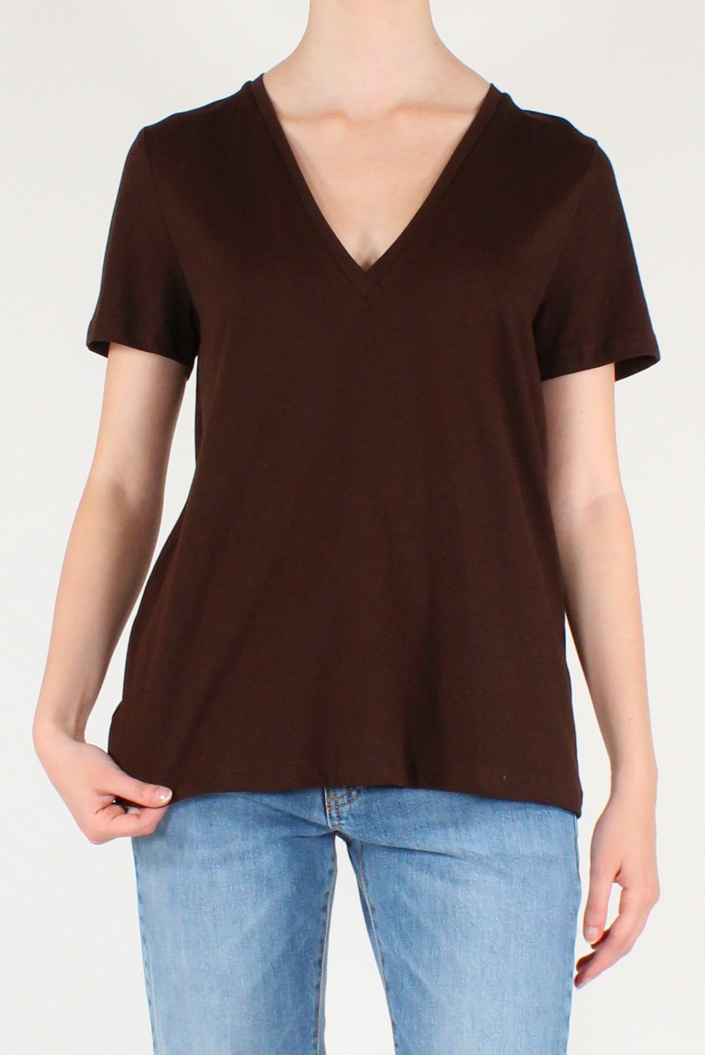 T-shirt in Cotone Scollo a V