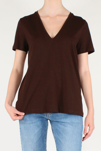 T-shirt in Cotone Scollo a V