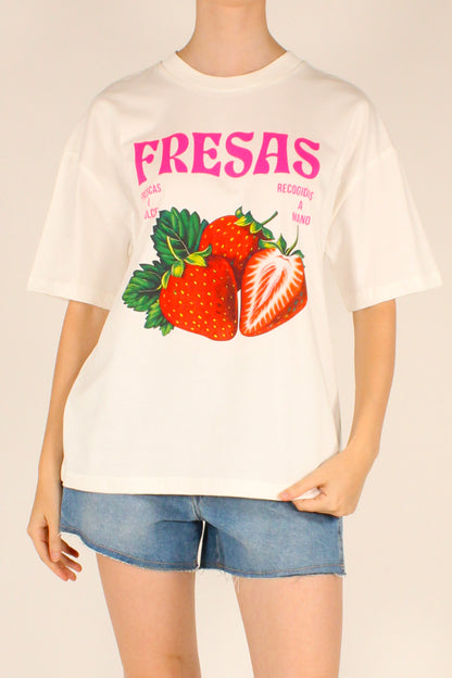 T-shirt Over Stampa Fragole