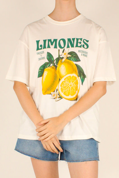 T-shirt Over Stampa Limoni