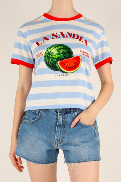 T-shirt a Righe Stampa Anguria