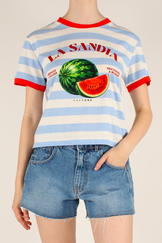 T-shirt a Righe Stampa Anguria