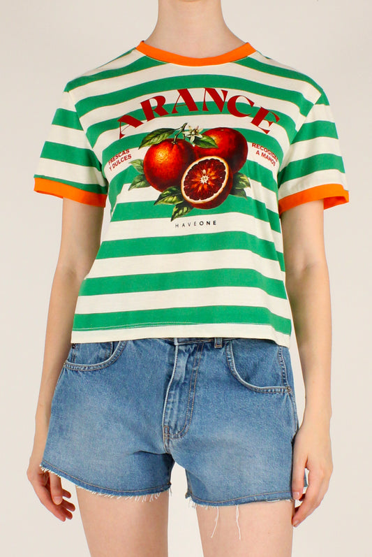 T-shirt a Righe Stampa Arance