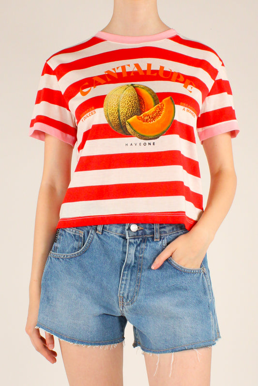 T-shirt a Righe Stampa Melone