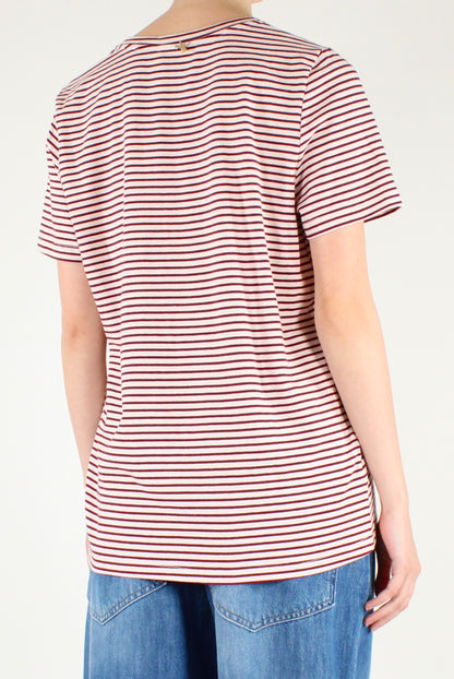 T-shirt a Righe Scollo a V
