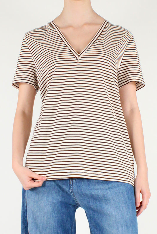 Striped V-neck T-shirt