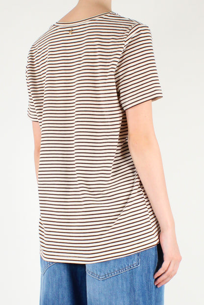 T-shirt a Righe Scollo a V