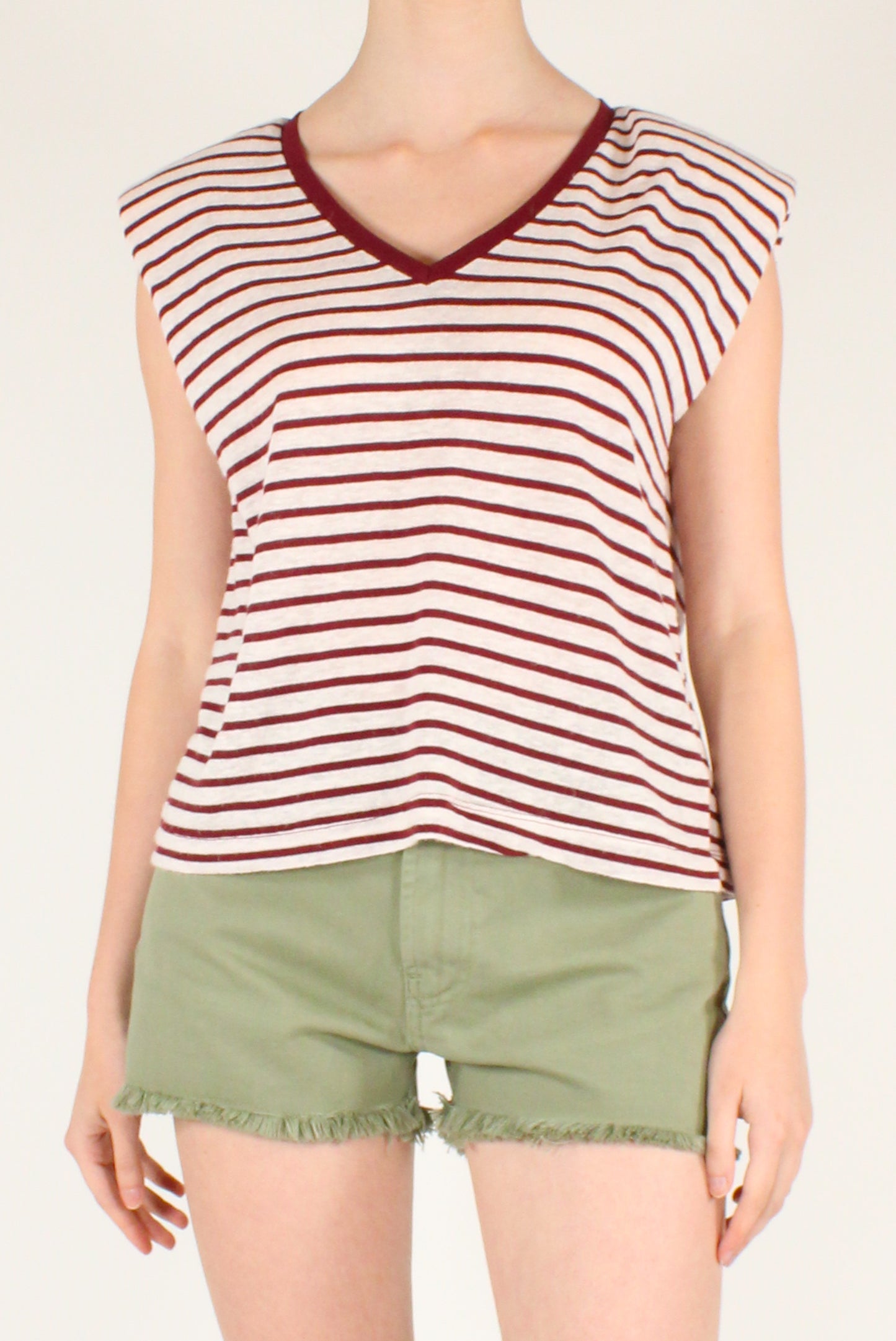 T-shirt a Righe Misto Lino