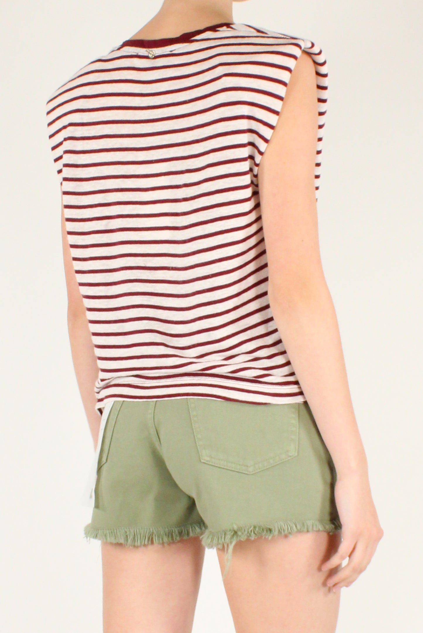 T-shirt a Righe Misto Lino