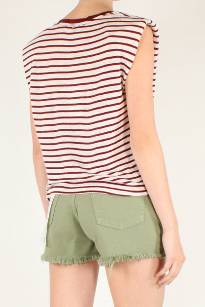 T-shirt a Righe Misto Lino