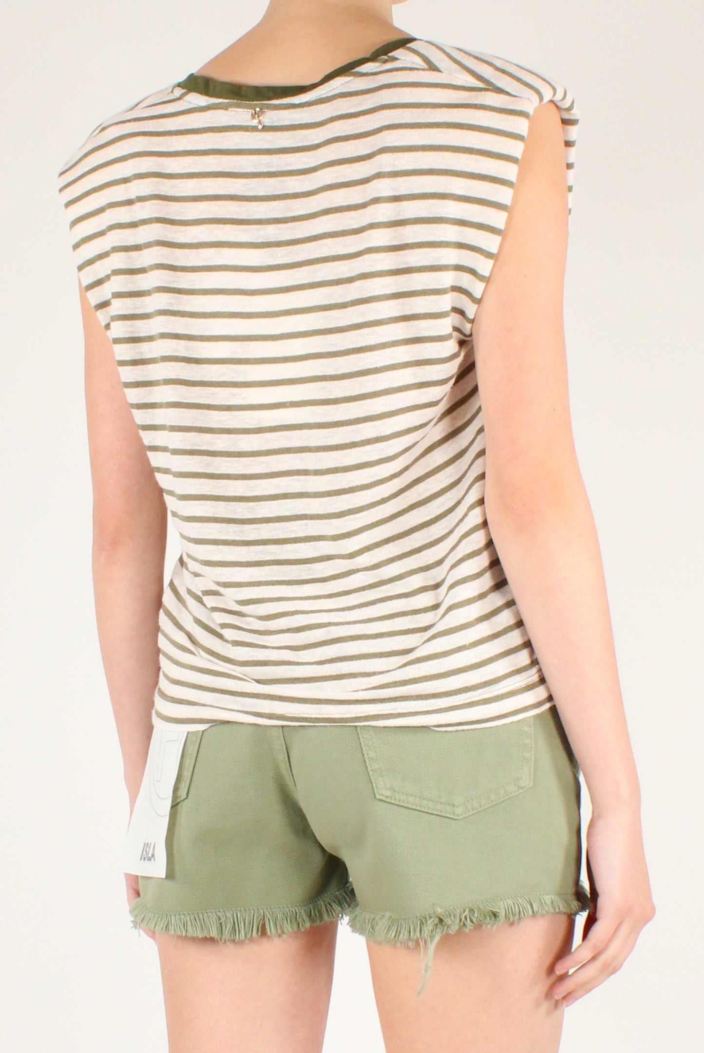 T-shirt a Righe Misto Lino