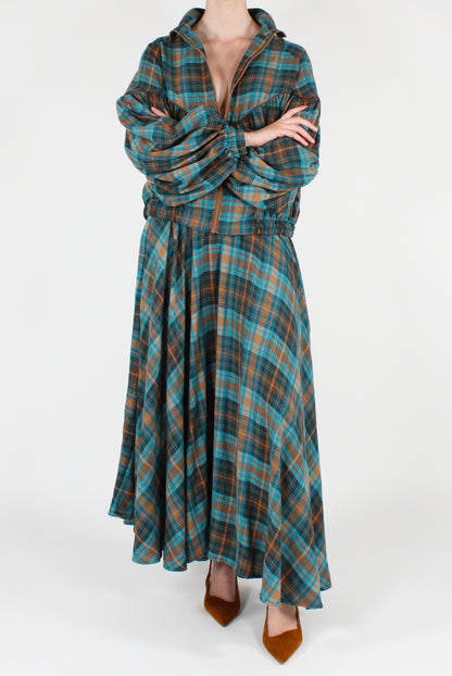 Gonna Lunga a Ruota Stampa Tartan