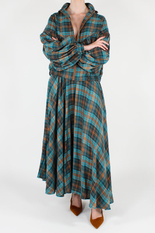 Gonna Lunga a Ruota Stampa Tartan