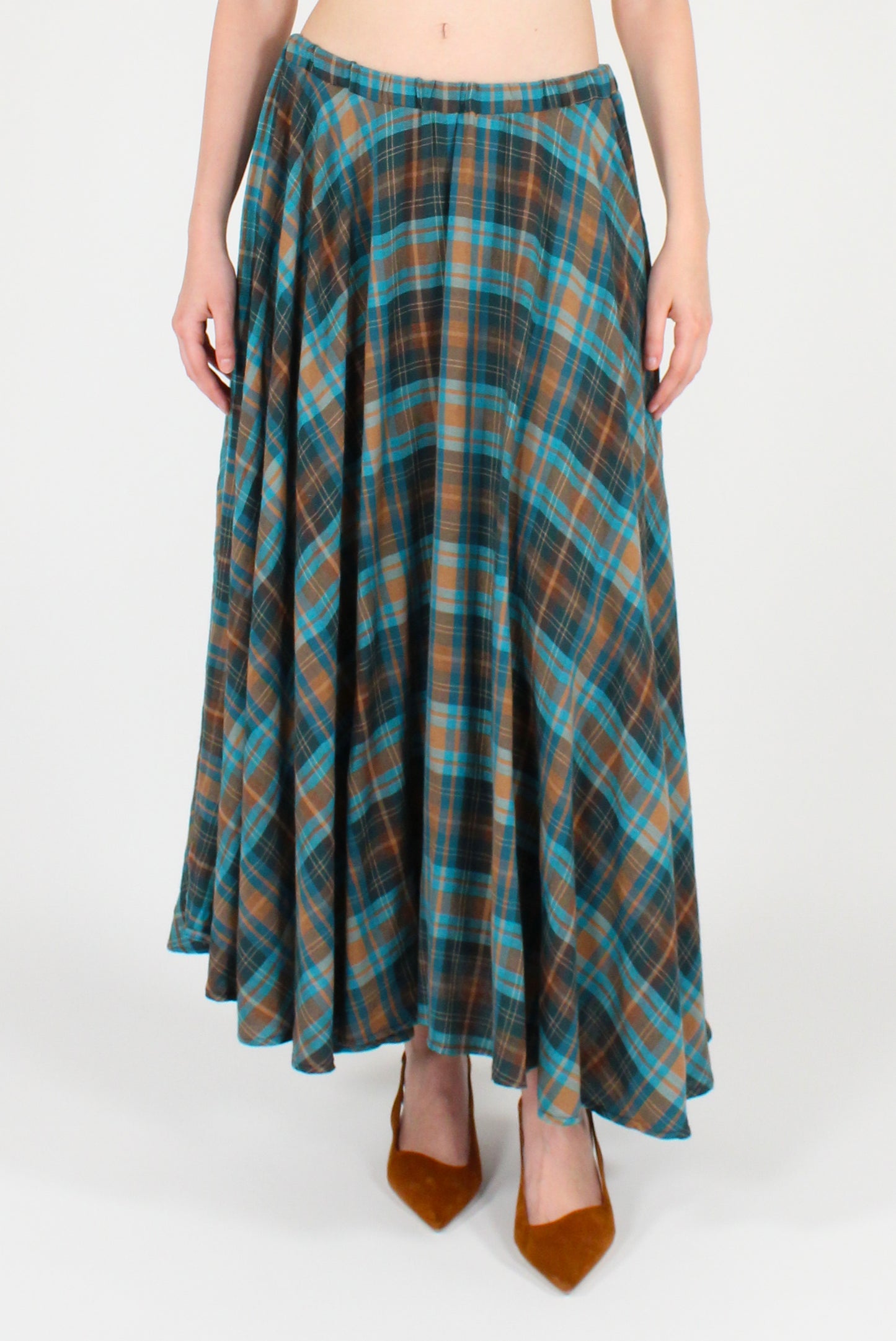 Gonna Lunga a Ruota Stampa Tartan